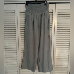 Wide Leg linen/cotton pants with wide waistband